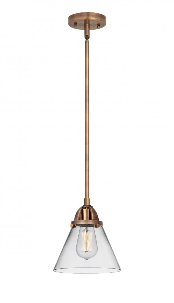 Cone - 1 Light - 8 inch - Antique Copper - Cord hung - Mini Pendant