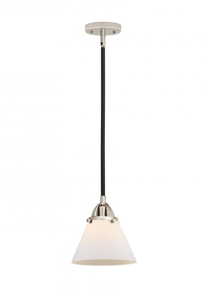 Cone - 1 Light - 8 inch - Black Polished Nickel - Cord hung - Mini Pendant