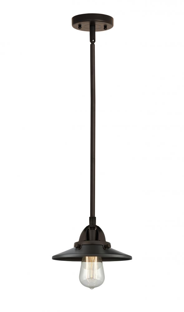 Railroad - 1 Light - 8 inch - Oil Rubbed Bronze - Cord hung - Mini Pendant