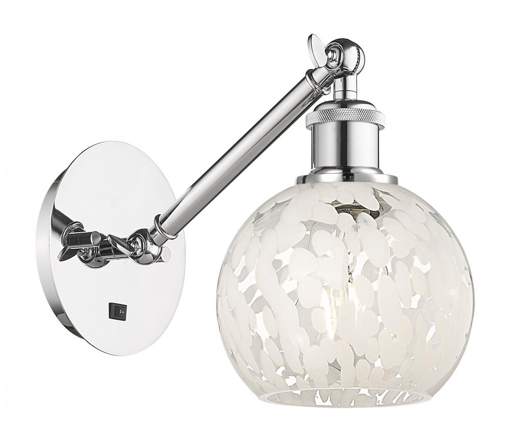 White Mouchette - 1 Light - 6 inch - Polished Chrome - Sconce