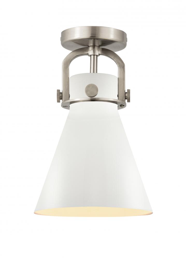 Newton Cone - 1 Light - 8 inch - Satin Nickel - Flush Mount