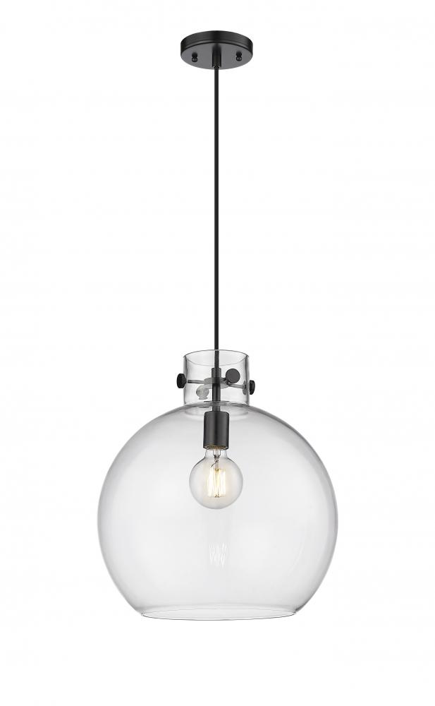 Newton Sphere - 1 Light - 14 inch - Matte Black - Cord hung - Pendant