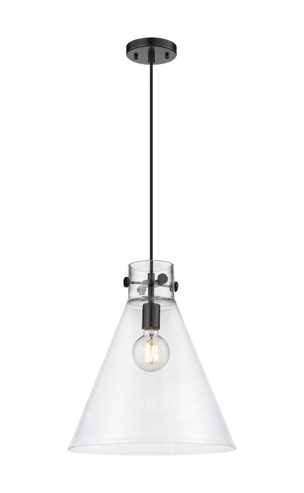 Newton Cone - 1 Light - 14 inch - Matte Black - Cord hung - Pendant