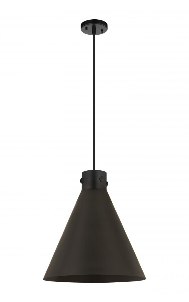 Newton Cone - 1 Light - 16 inch - Matte Black - Cord hung - Pendant