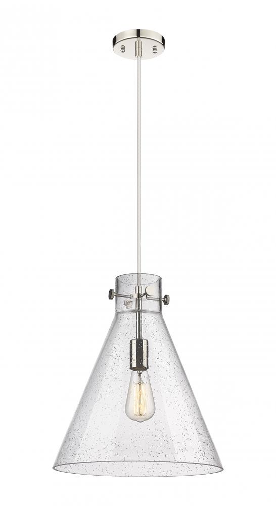 Newton Cone - 1 Light - 14 inch - Polished Nickel - Cord hung - Pendant