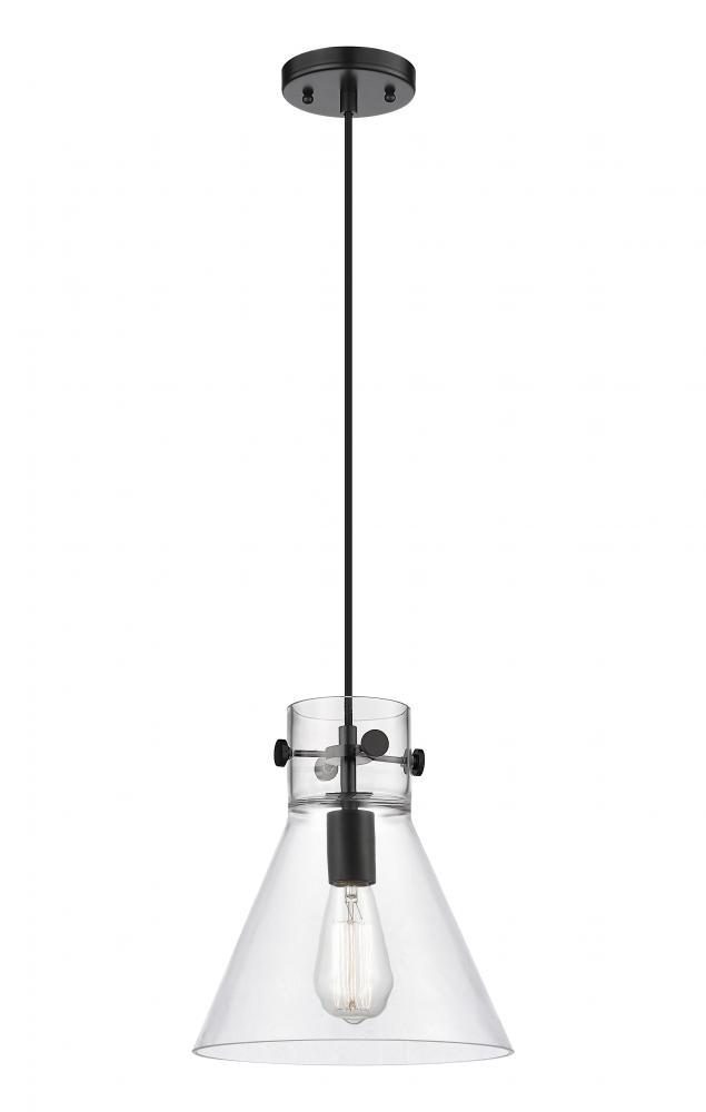 Newton Cone - 1 Light - 10 inch - Matte Black - Cord hung - Pendant