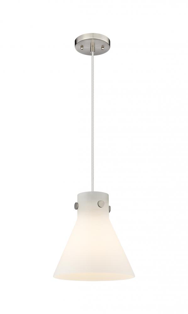 Newton Cone - 1 Light - 10 inch - Satin Nickel - Cord hung - Pendant