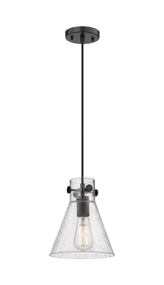 Newton Cone - 1 Light - 8 inch - Matte Black - Cord hung - Pendant