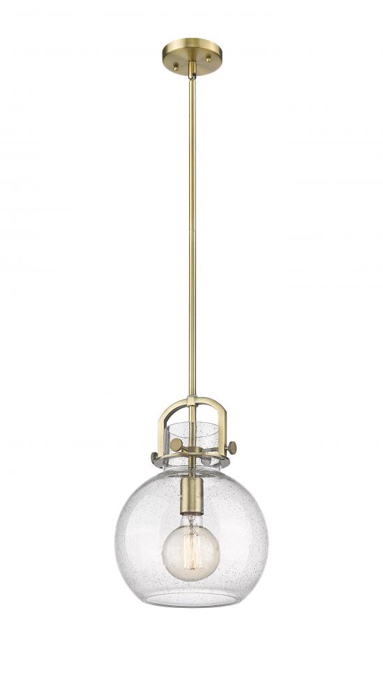 Newton Sphere - 1 Light - 10 inch - Brushed Brass - Stem Hung - Mini Pendant