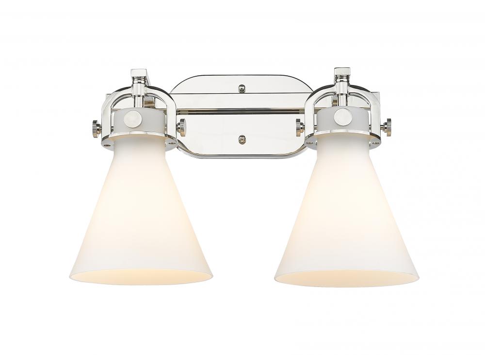 Newton Cone - 2 Light - 17 inch - Polished Nickel - Bath Vanity Light