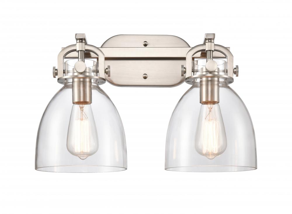 Newton Bell - 2 Light - 17 inch - Satin Nickel - Bath Vanity Light