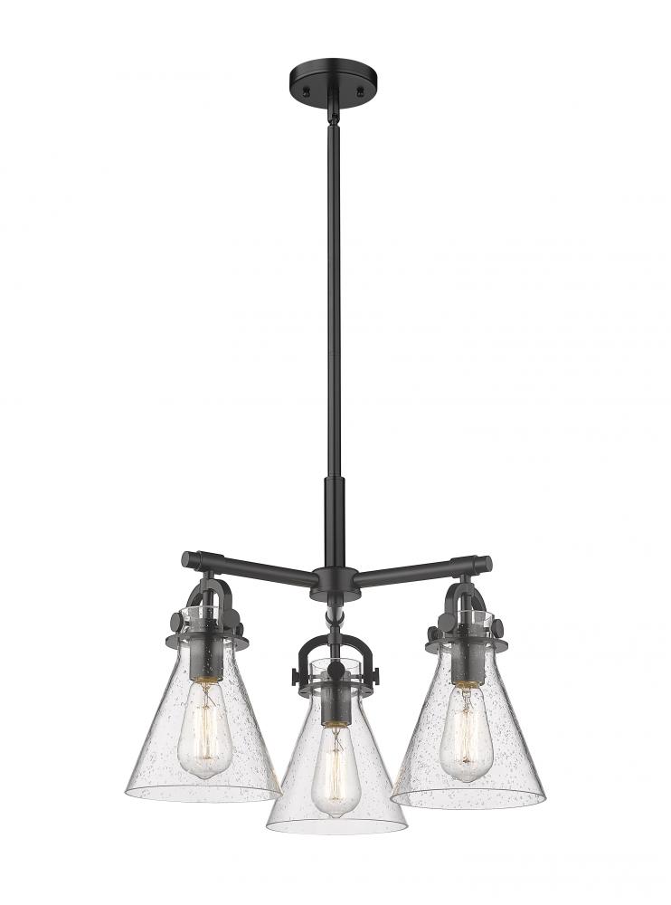 Newton Cone - 3 Light - 21 inch - Matte Black - Pendant