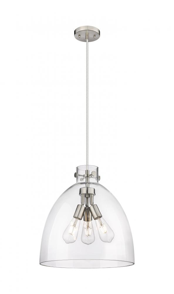 Newton Bell - 3 Light - 16 inch - Satin Nickel - Cord hung - Pendant