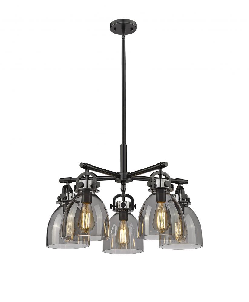 Newton Bell - 5 Light - 26 inch - Matte Black - Chandelier