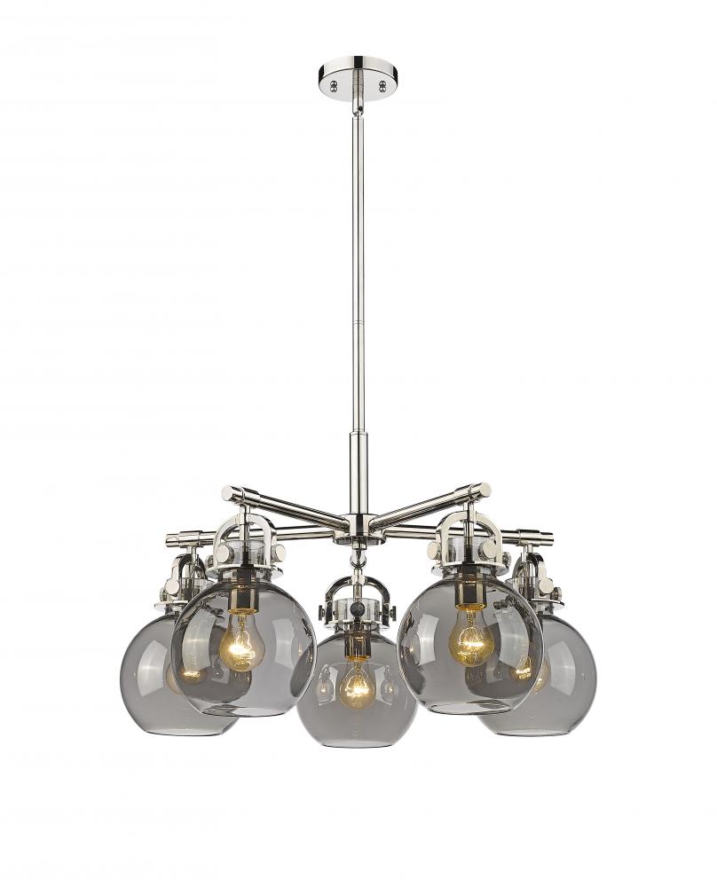 Newton Sphere - 5 Light - 26 inch - Polished Nickel - Chandelier