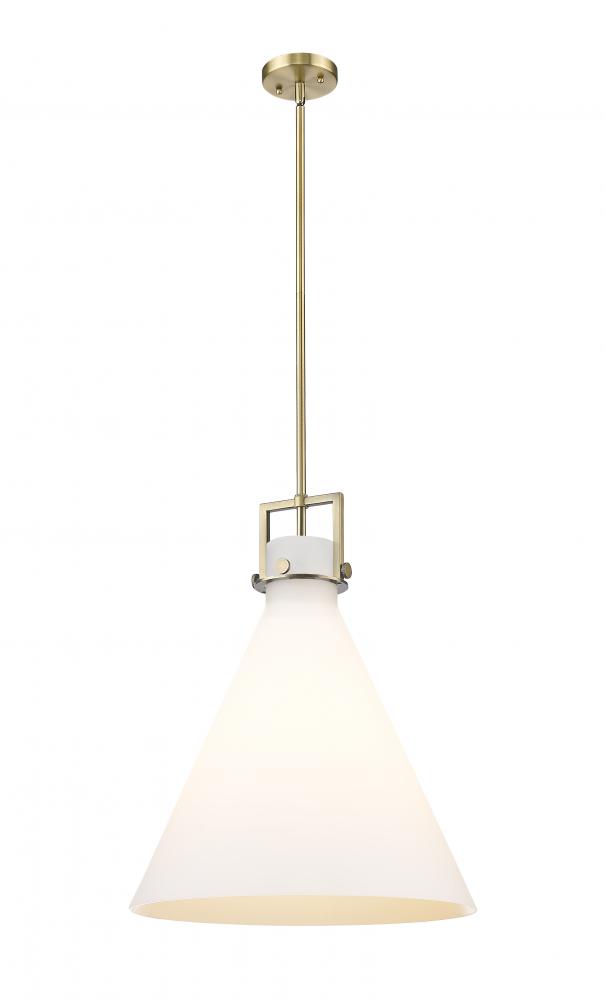 Newton Cone - 1 Light - 18 inch - Brushed Brass - Cord hung - Pendant