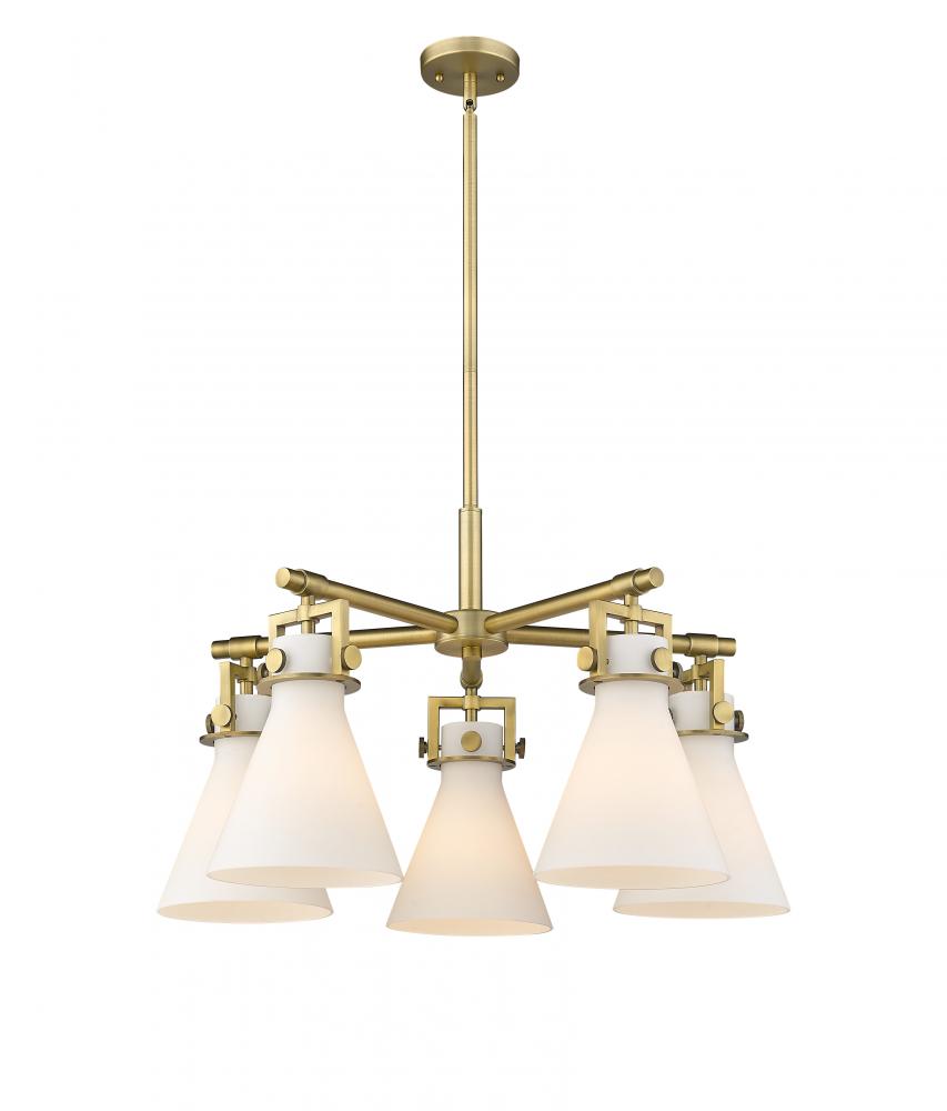 Newton Cone - 5 Light - 26 inch - Brushed Brass - Chandelier