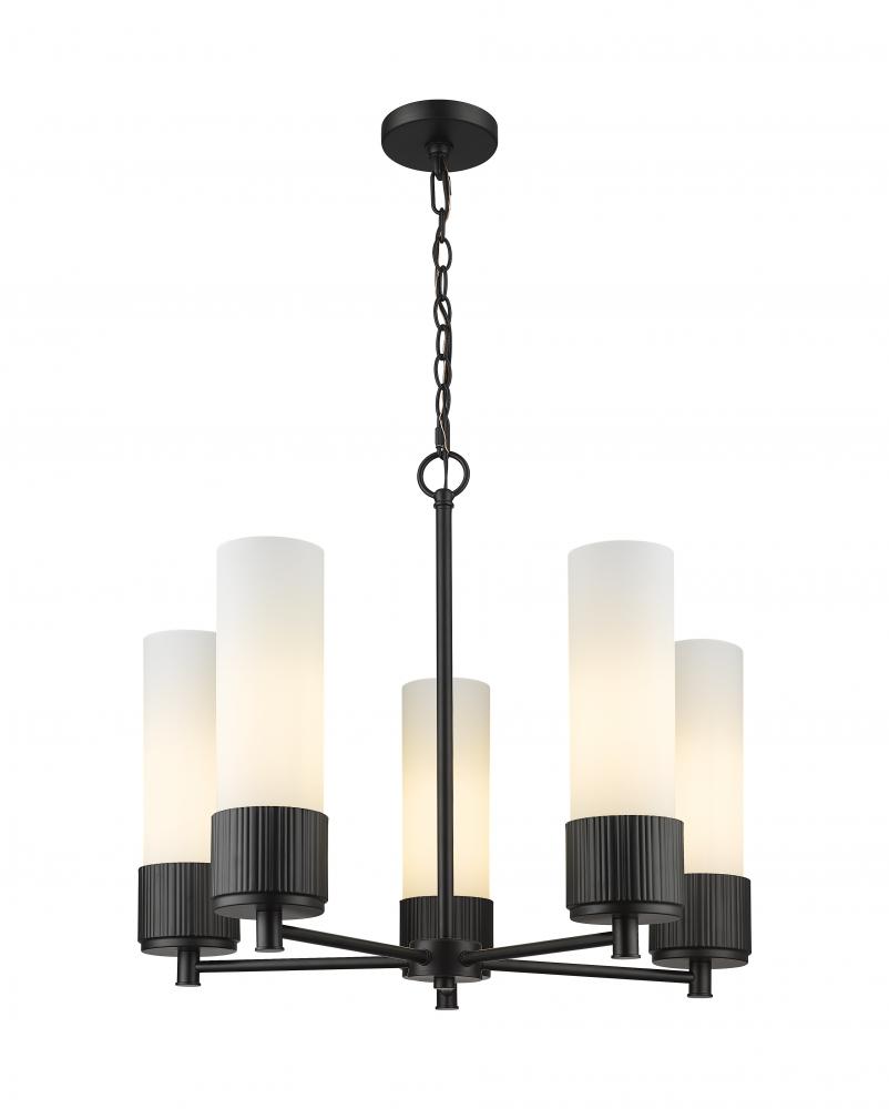 Bolivar - 5 Light - 25 inch - Matte Black - Chain Hung - Chandelier