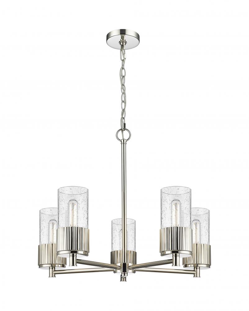 Bolivar - 5 Light - 25 inch - Polished Nickel - Chain Hung - Chandelier