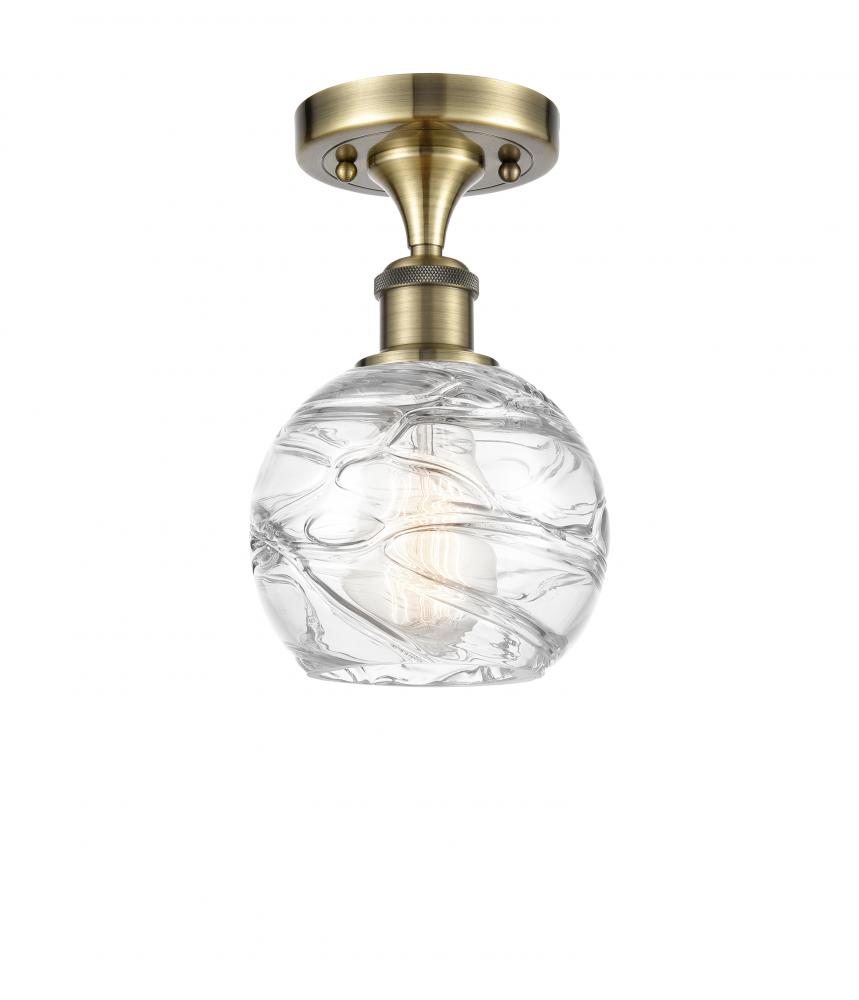 Athens Deco Swirl - 1 Light - 6 inch - Antique Brass - Semi-Flush Mount