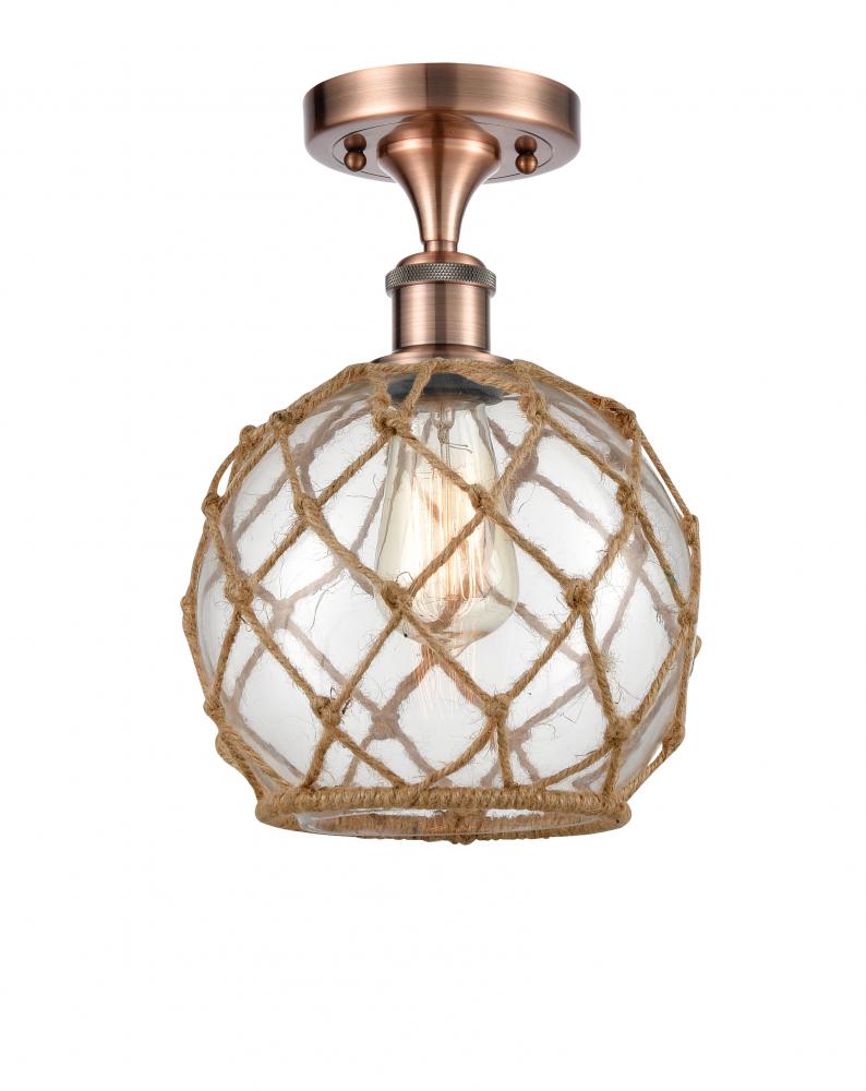 Farmhouse Rope - 1 Light - 8 inch - Antique Copper - Semi-Flush Mount