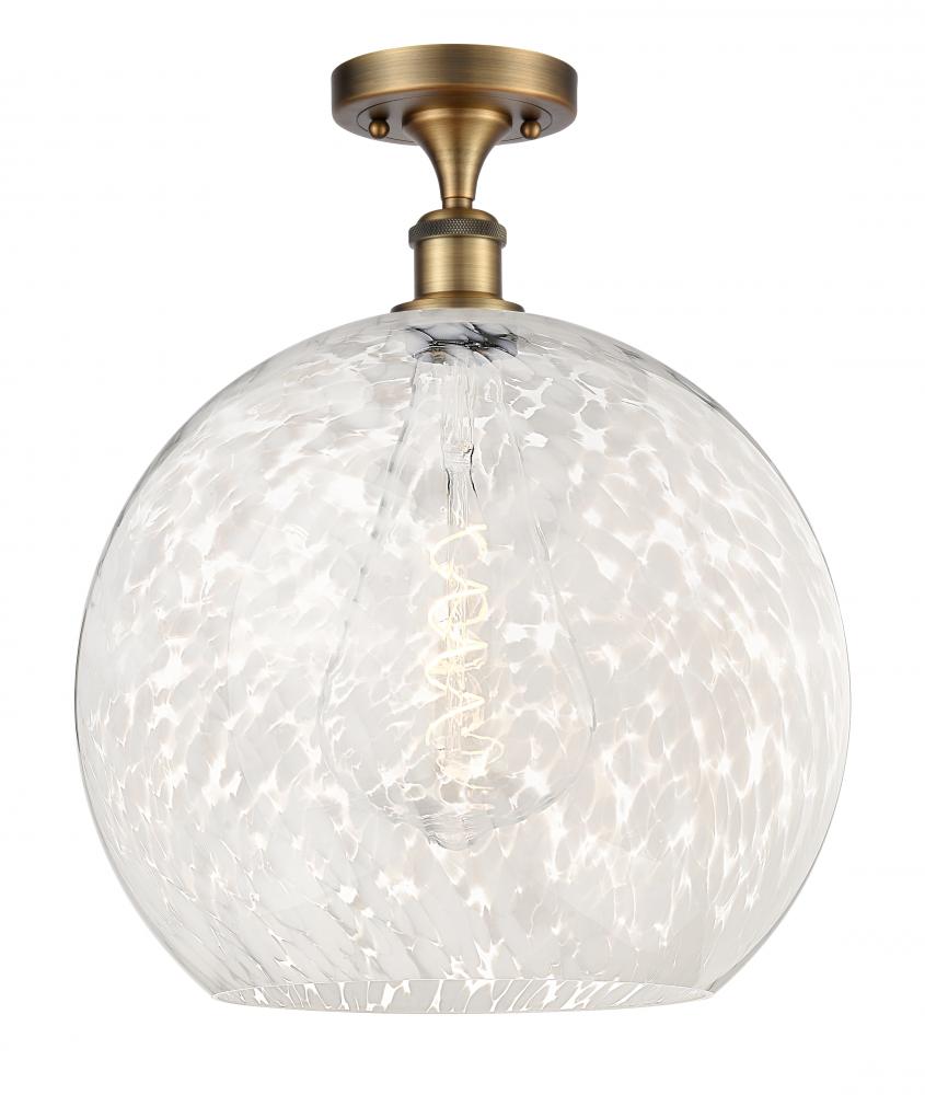 White Mouchette - 1 Light - 14 inch - Brushed Brass - Semi-Flush Mount