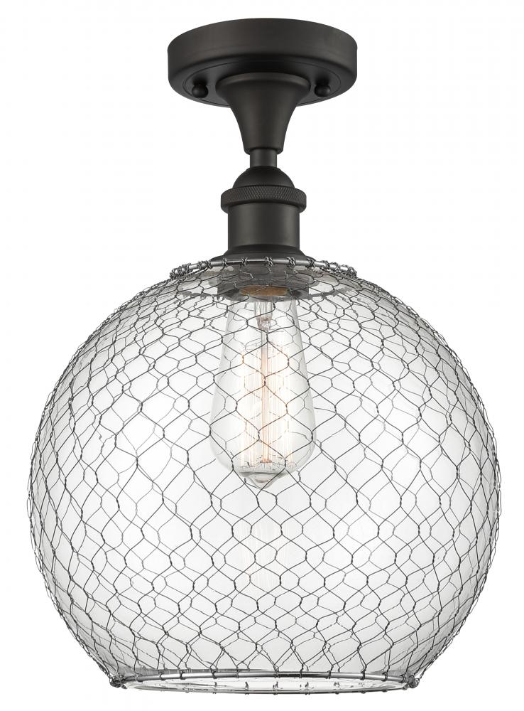 Farmhouse Chicken Wire - 1 Light - 10 inch - Oil Rubbed Bronze - Semi-Flush Mount