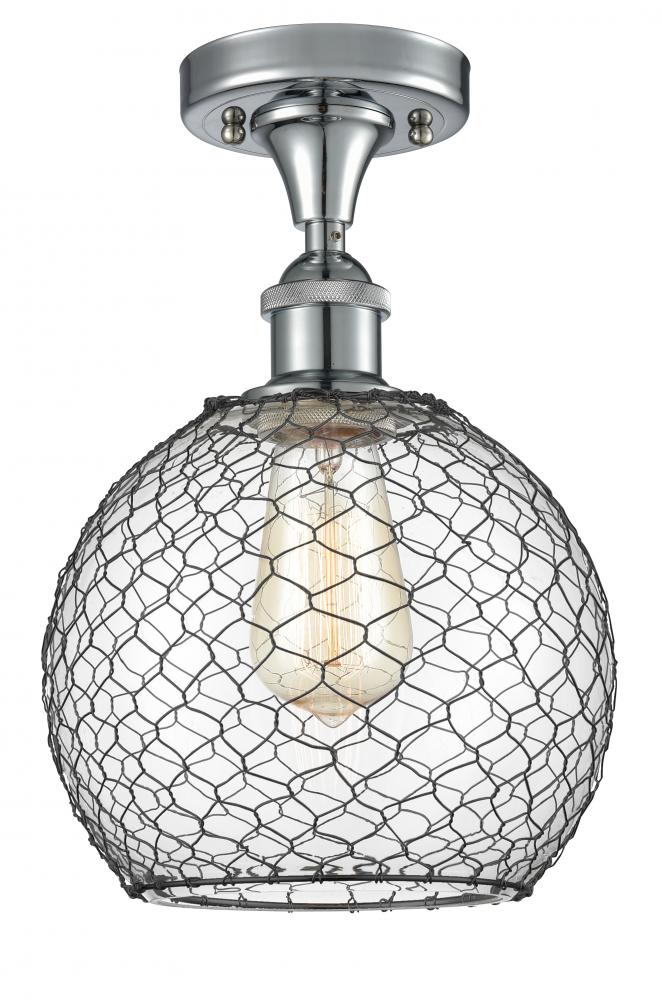 Farmhouse Chicken Wire - 1 Light - 8 inch - Polished Chrome - Semi-Flush Mount