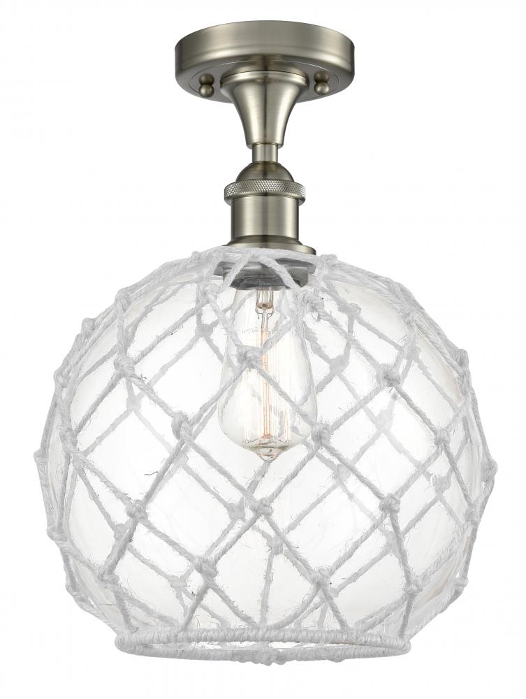 Farmhouse Rope - 1 Light - 10 inch - Brushed Satin Nickel - Semi-Flush Mount