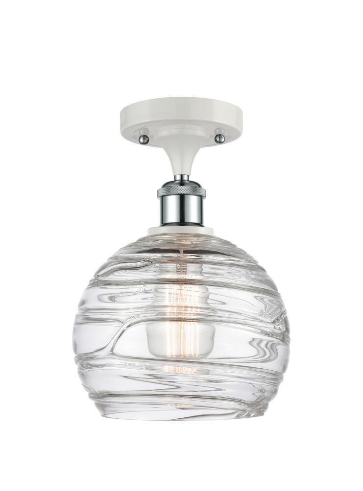 Athens Deco Swirl - 1 Light - 8 inch - White Polished Chrome - Semi-Flush Mount