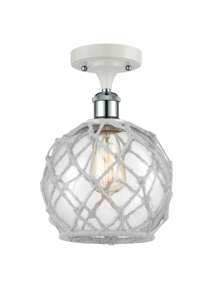 Farmhouse Rope - 1 Light - 8 inch - White Polished Chrome - Semi-Flush Mount