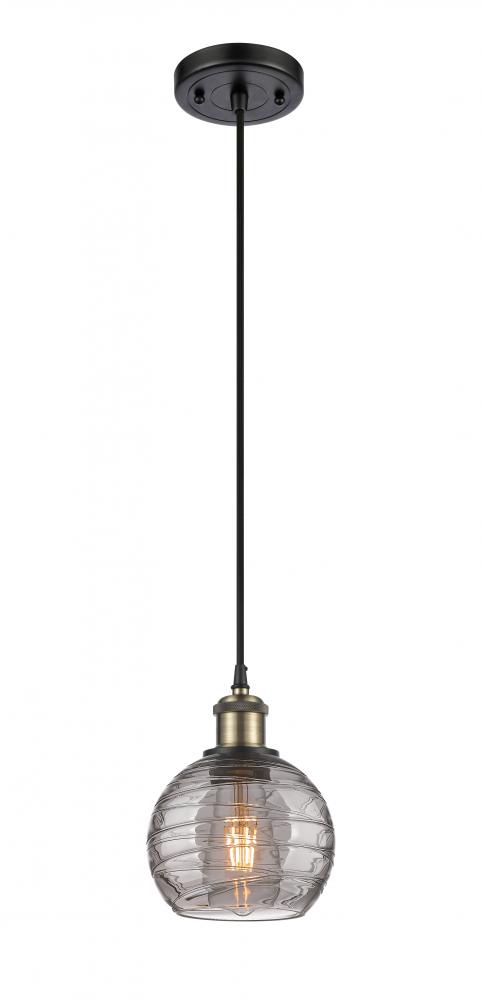 Athens Deco Swirl - 1 Light - 6 inch - Black Antique Brass - Cord hung - Mini Pendant