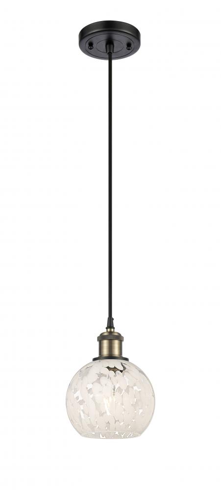 White Mouchette - 1 Light - 6 inch - Black Antique Brass - Cord Hung - Mini Pendant