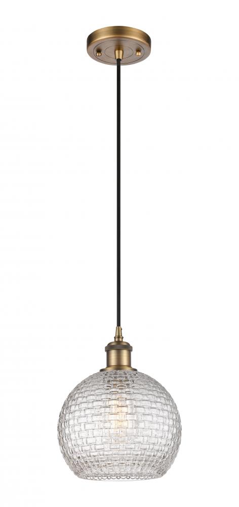 Athens - 1 Light - 8 inch - Brushed Brass - Cord hung - Mini Pendant