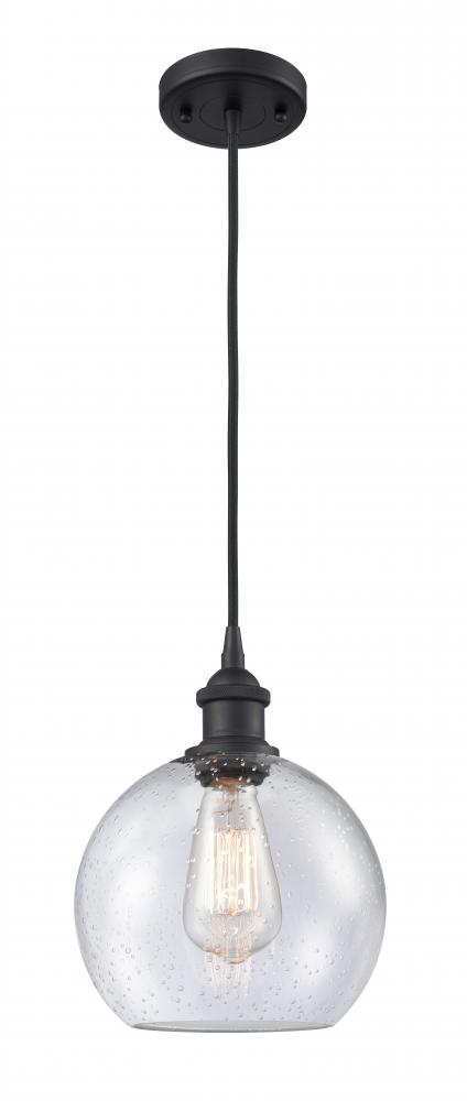 Athens - 1 Light - 8 inch - Matte Black - Cord hung - Mini Pendant