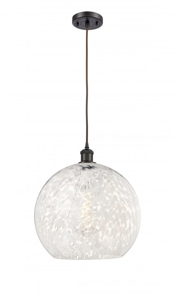 White Mouchette - 1 Light - 14 inch - Oil Rubbed Bronze - Cord Hung - Pendant