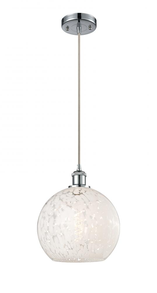 White Mouchette - 1 Light - 10 inch - Polished Chrome - Cord Hung - Mini Pendant