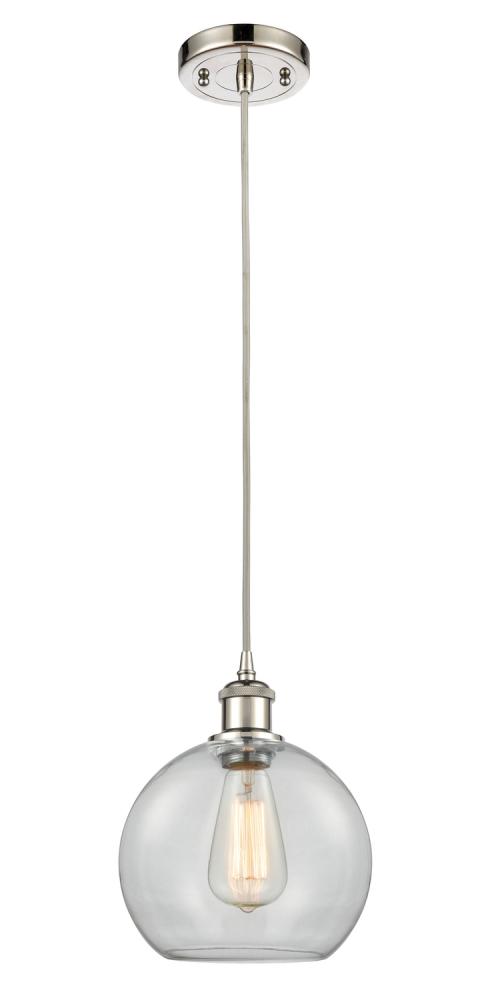 Athens - 1 Light - 8 inch - Polished Nickel - Cord hung - Mini Pendant