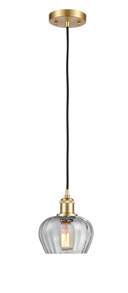 Fenton - 1 Light - 7 inch - Satin Gold - Cord hung - Mini Pendant