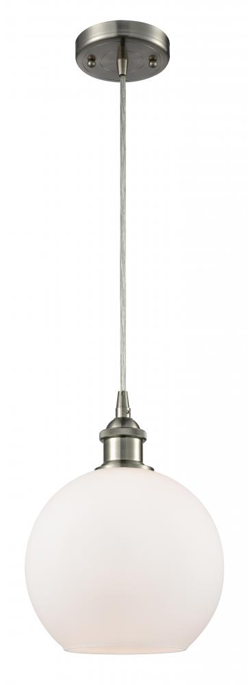 Athens - 1 Light - 8 inch - Brushed Satin Nickel - Cord hung - Mini Pendant