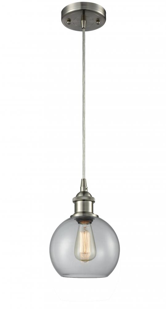 Athens - 1 Light - 8 inch - Brushed Satin Nickel - Cord hung - Mini Pendant