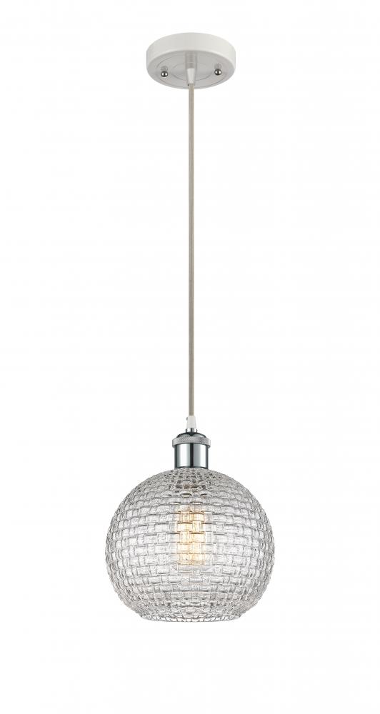 Athens - 1 Light - 8 inch - White Polished Chrome - Cord hung - Mini Pendant