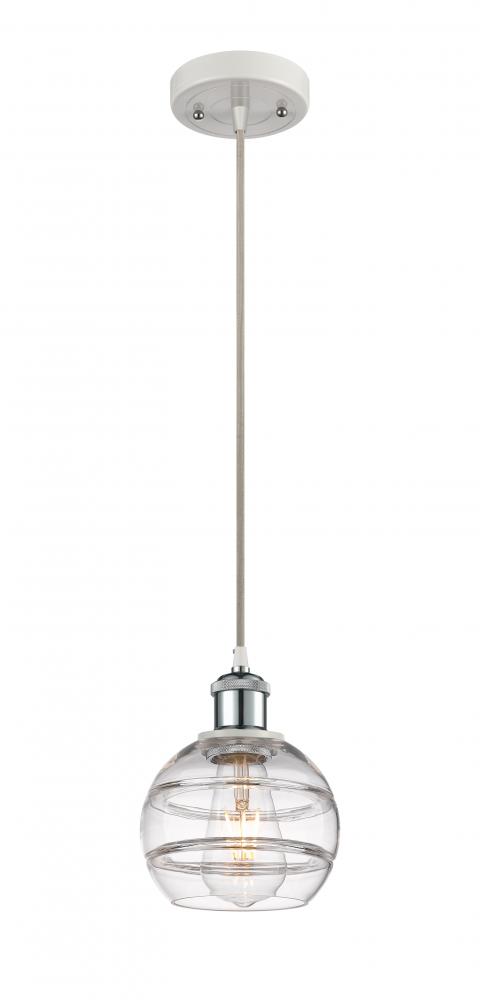 Rochester - 1 Light - 6 inch - White Polished Chrome - Cord hung - Mini Pendant