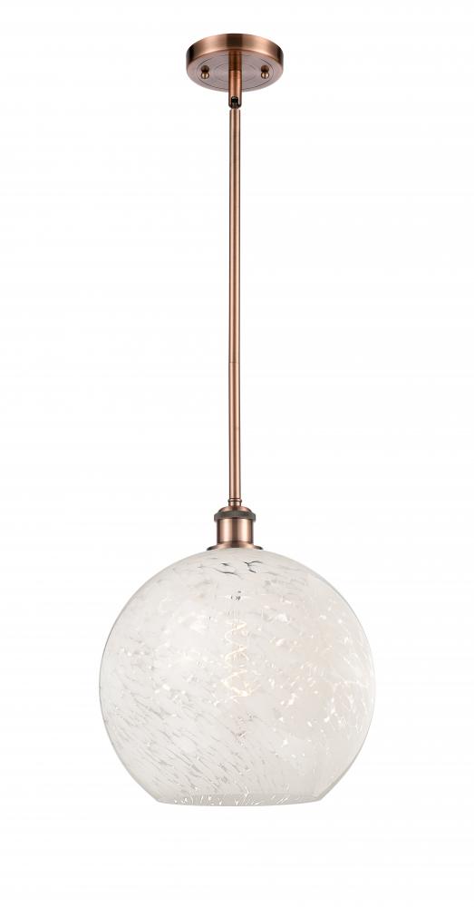 White Mouchette - 1 Light - 12 inch - Antique Copper - Mini Pendant