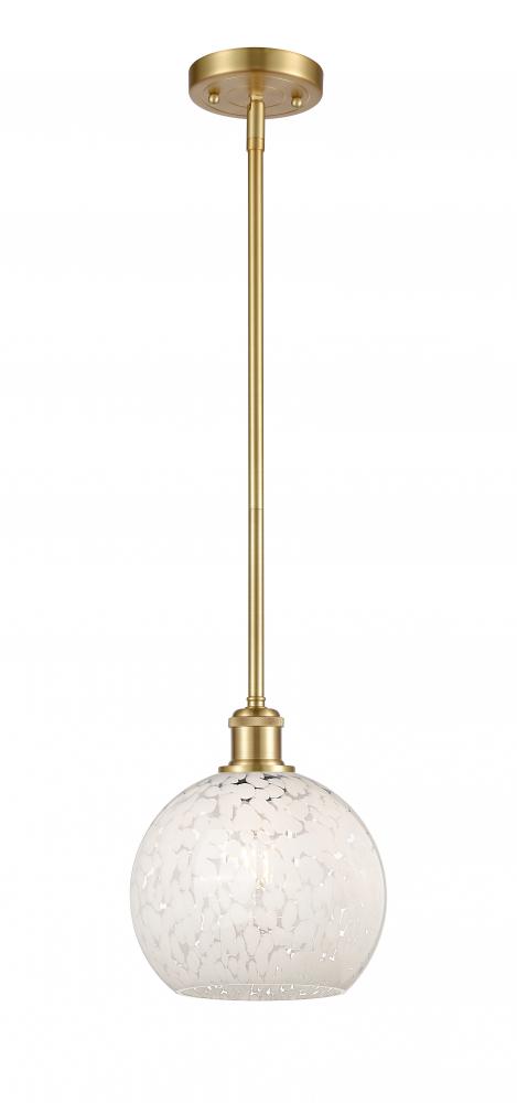 White Mouchette - 1 Light - 8 inch - Satin Gold - Mini Pendant