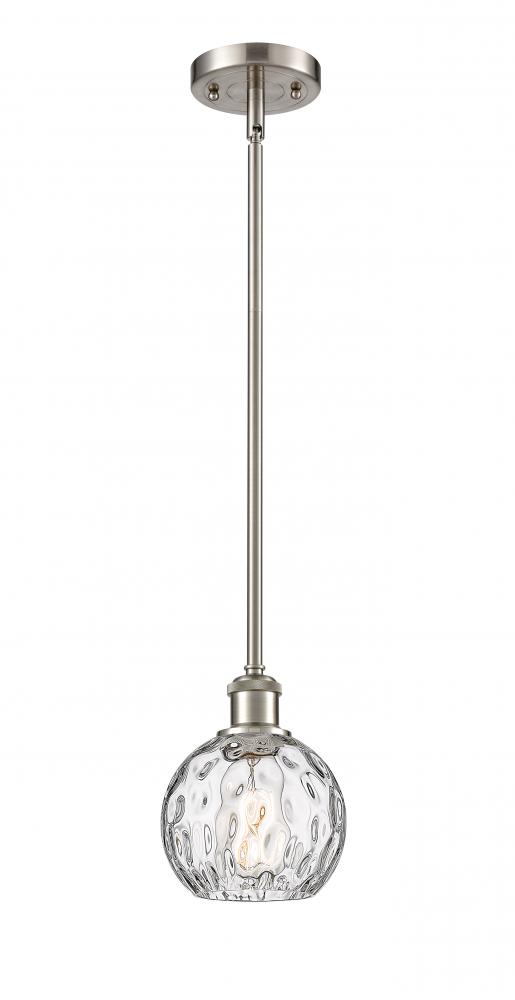 Athens Water Glass - 1 Light - 6 inch - Brushed Satin Nickel - Mini Pendant