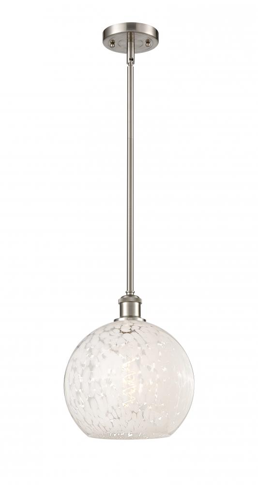 White Mouchette - 1 Light - 10 inch - Brushed Satin Nickel - Mini Pendant