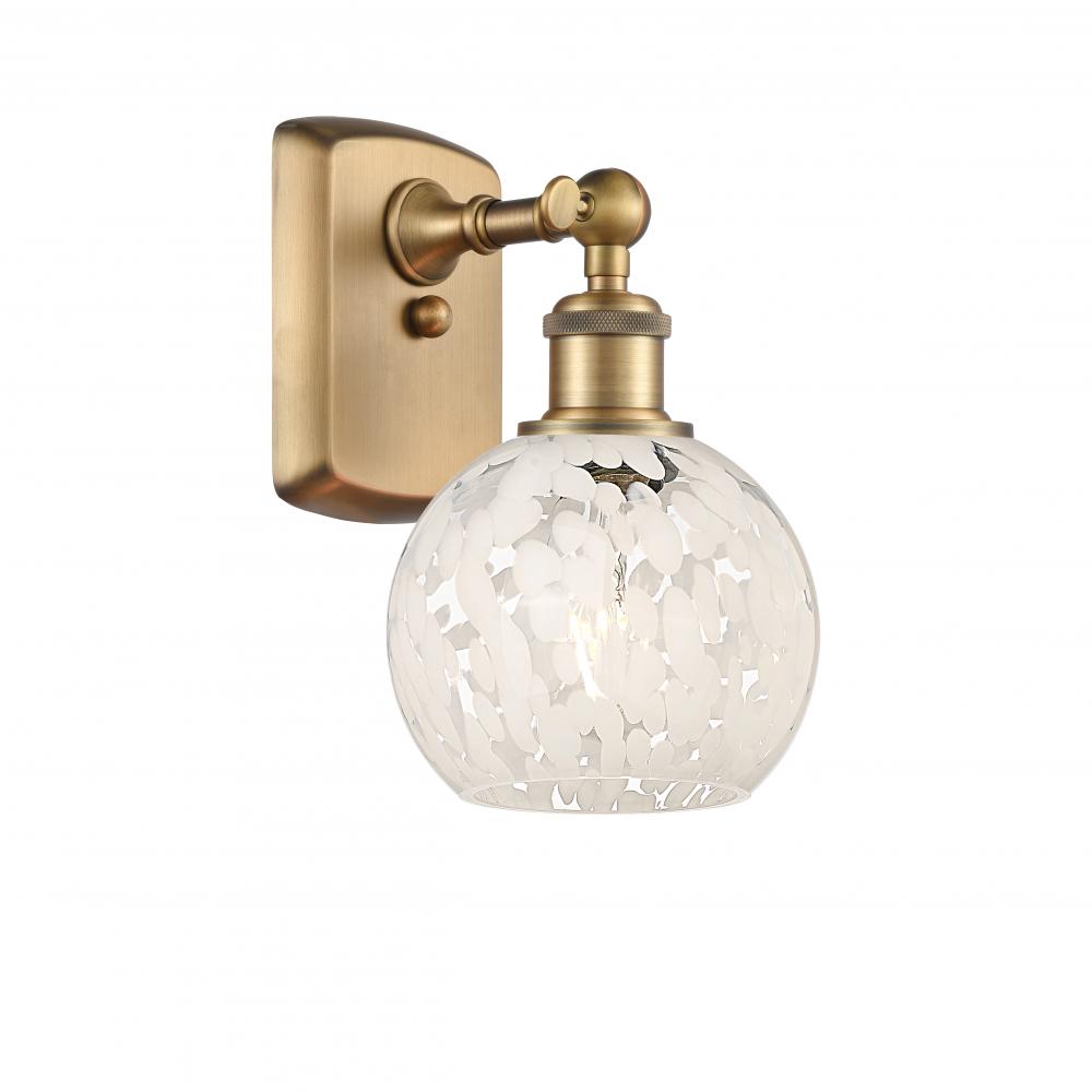 White Mouchette - 1 Light - 6 inch - Brushed Brass - Sconce