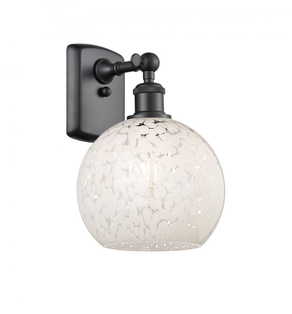 White Mouchette - 1 Light - 8 inch - Matte Black - Sconce