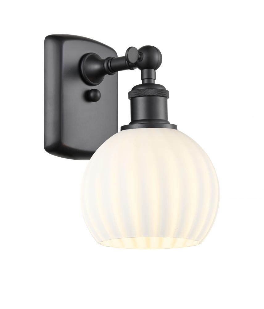 White Venetian - 1 Light - 6 inch - Matte Black - Sconce